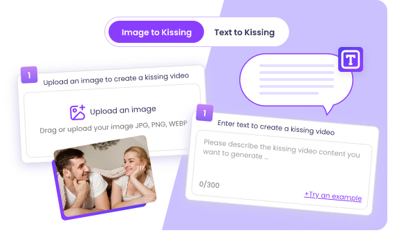 اختر صورة أو نصًا لإنشاء فيديو قبلة